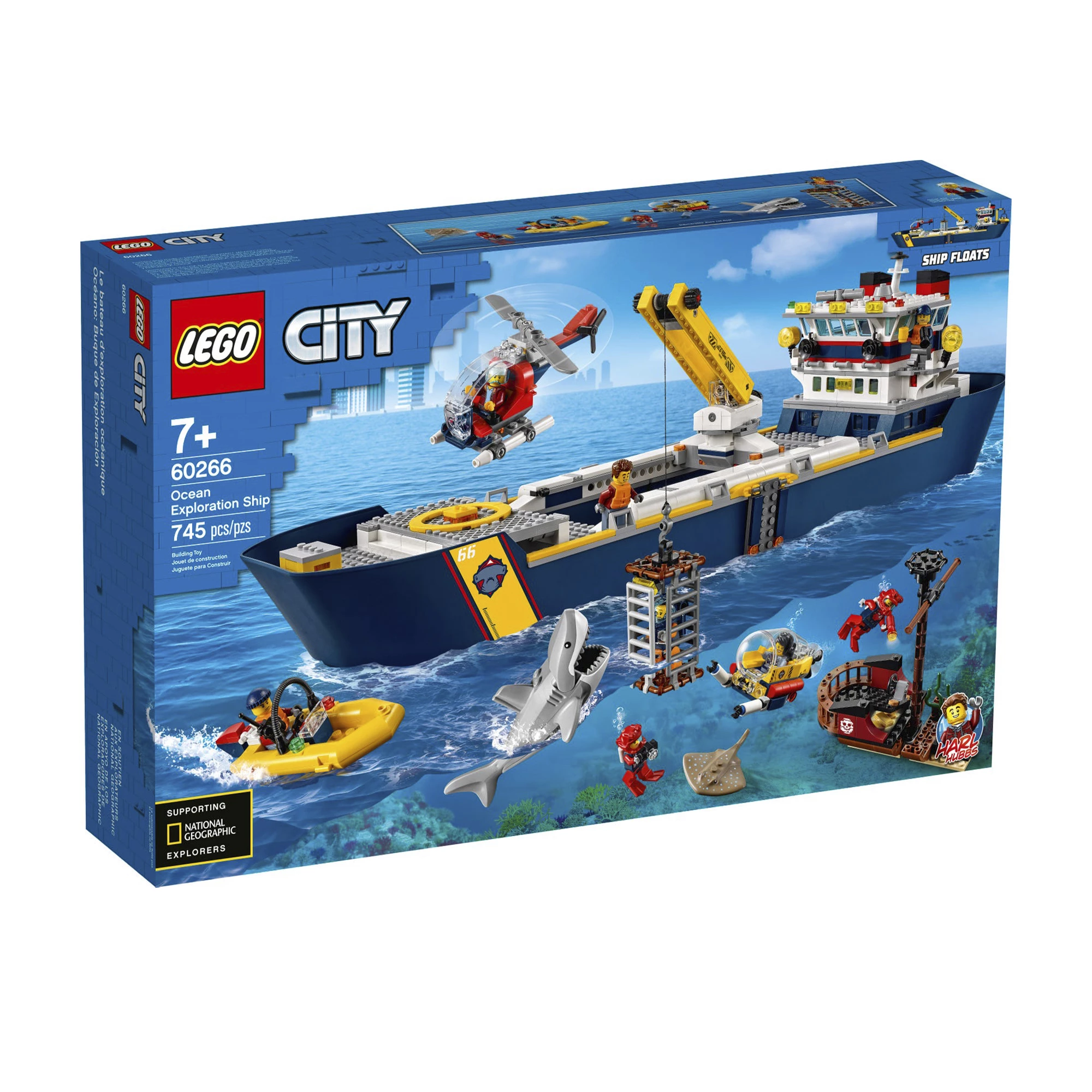 Блоковий конструктор LEGO City Океан: дослідне судно 745 деталей (60266)