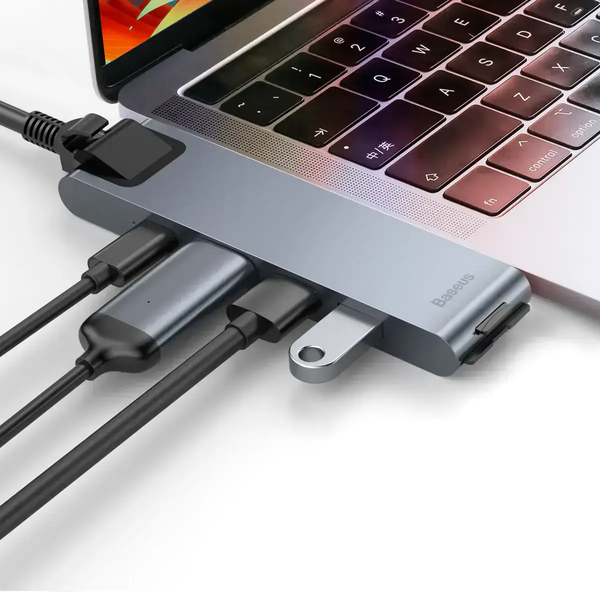 Адаптер Baseus Thunderbolt C+Pro 7 in 1 smart HUB Docking Station Grey (CAHUB-L0G)