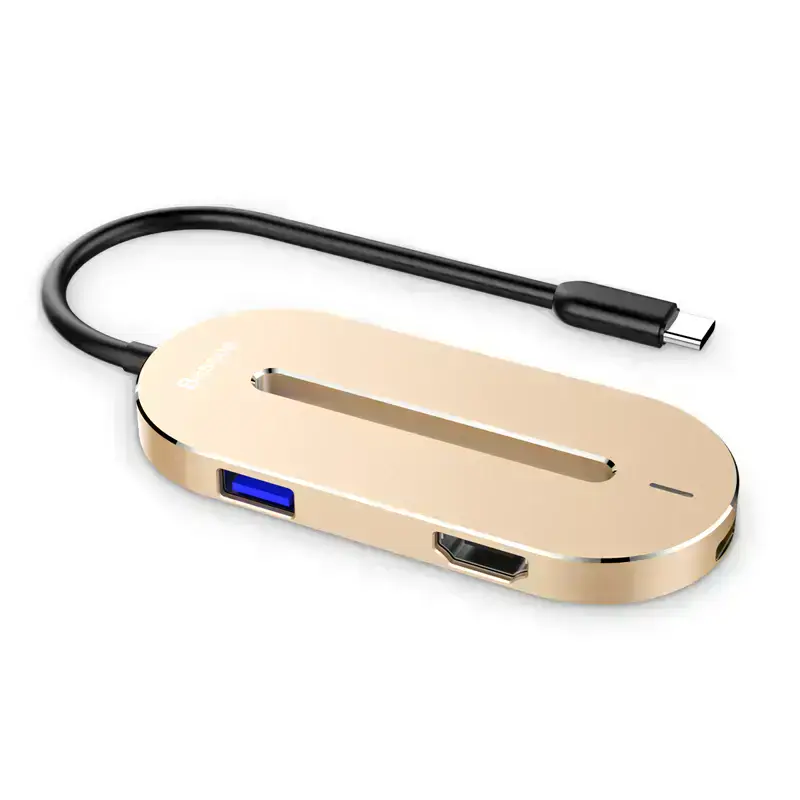 Baseus O HUB Type C Multi function Converter Gold