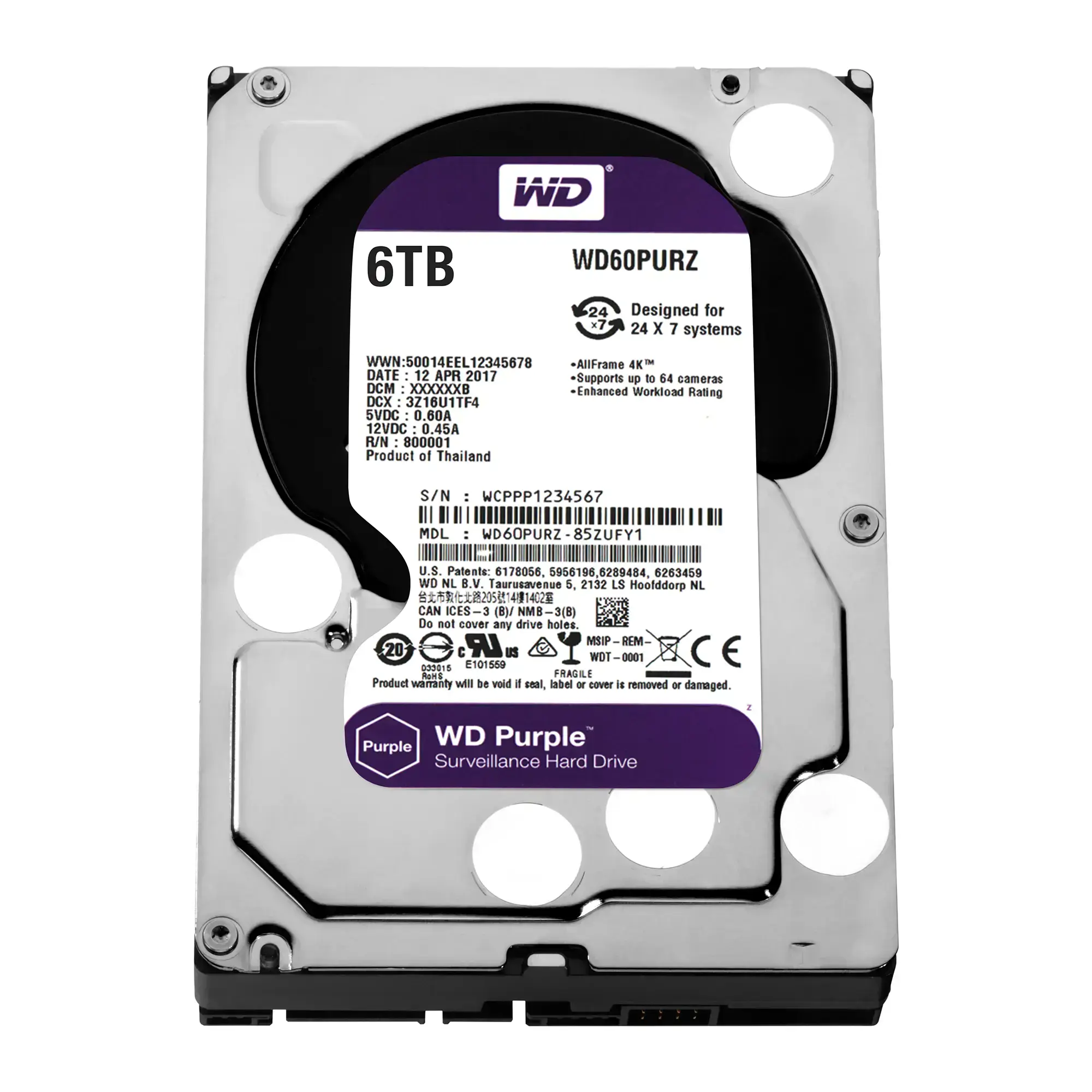 Жесткий диск WD Purple 6 ТБ (WD62PURZ)