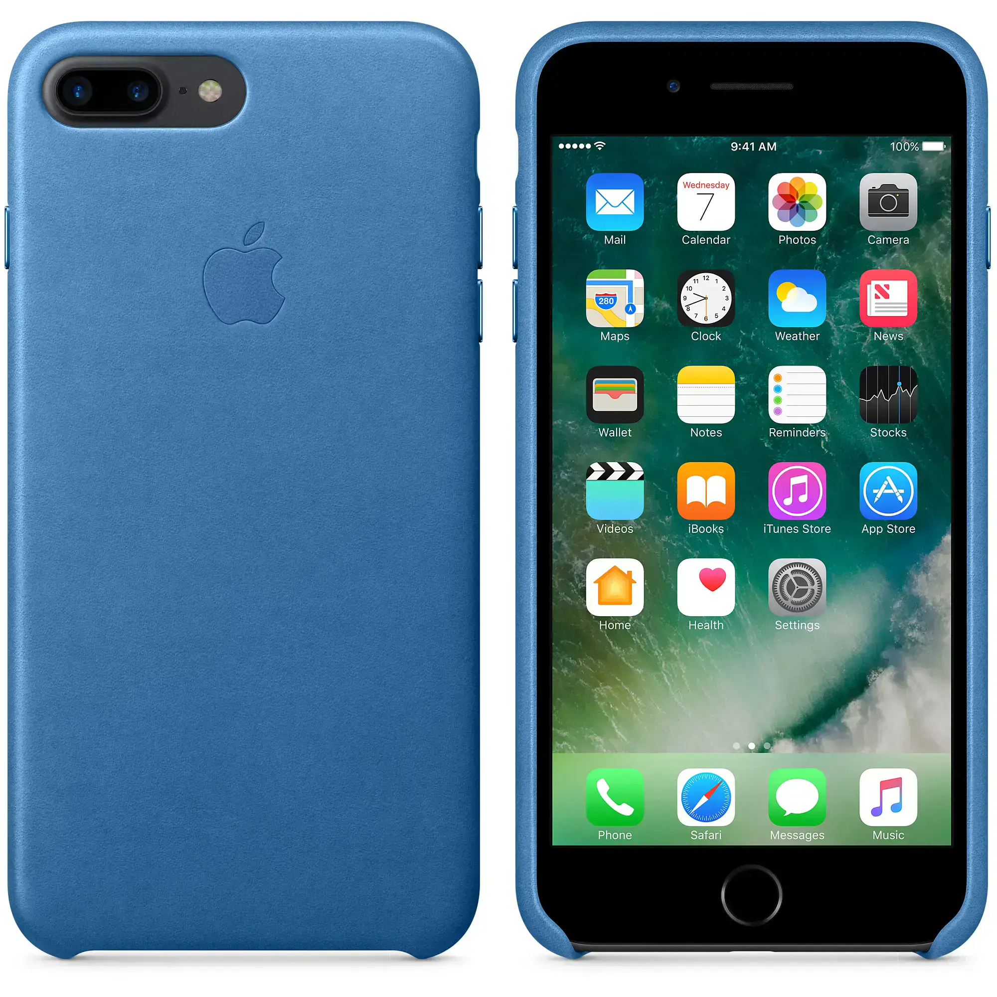 Чохол Apple iPhone 7/8 Plus Leather Case - Sea Blue (MMYH2)