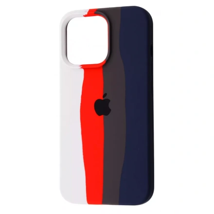 Чохол Rainbow Silicone Case iPhone 13 Pro Max - White/Dark blue