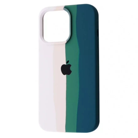 Чехол Rainbow Silicone Case iPhone 13 Pro Max - White/Green