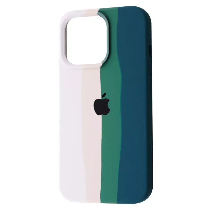 Чохол Rainbow Silicone Case iPhone 13 Pro Max - White/Green