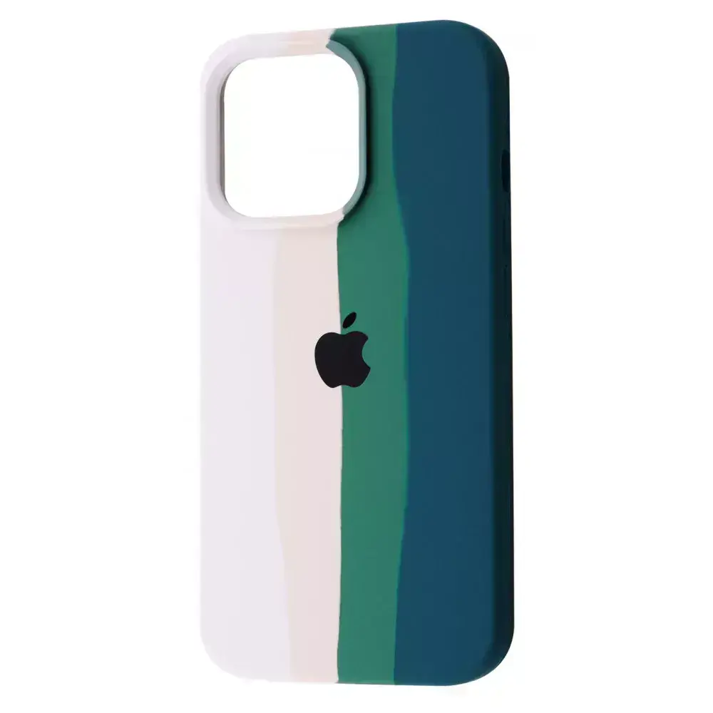 Чехол Rainbow Silicone Case iPhone 13 Pro - White/Green