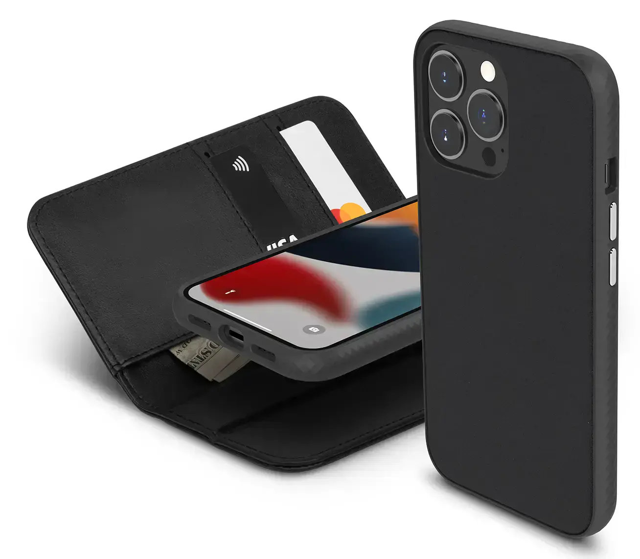 Чехол Moshi Overture Case with Detachable Magnetic Wallet Jet Black for iPhone 13 Pro (99MO133013)
