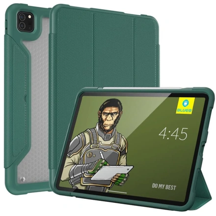 Чехол-книжка Blueo Drop Resistance Case with leather for iPad Air (4th generation) / iPad Pro 11” (2018 / 2020 / 2021) - Dark Green