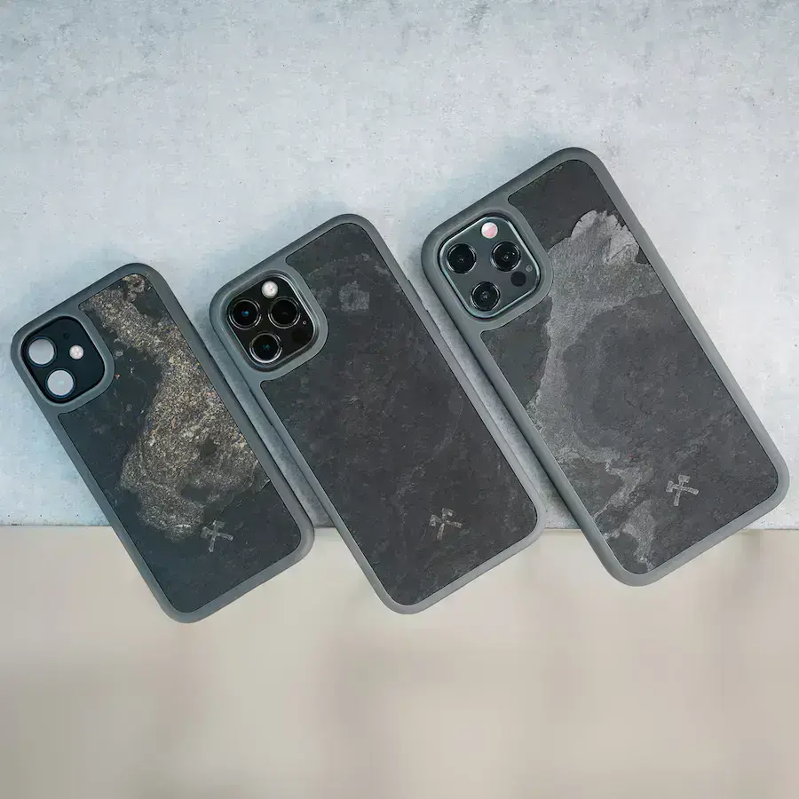 Чехол из натурального камня Woodcessories Bumper Case Stone Camo Gray для iPhone 12 mini (12390)