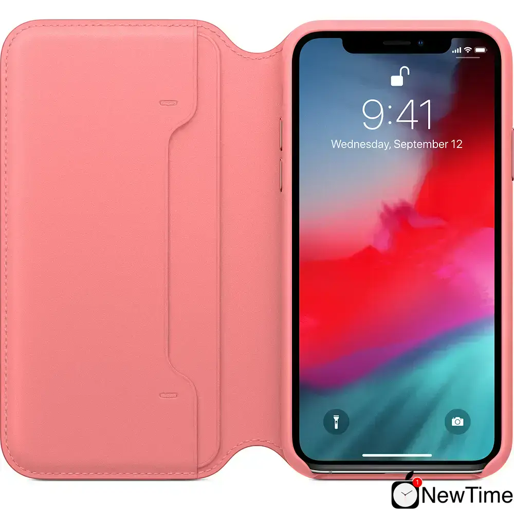 Чехол Apple iPhone XS Leather Folio - Peony Pink (MRX12)