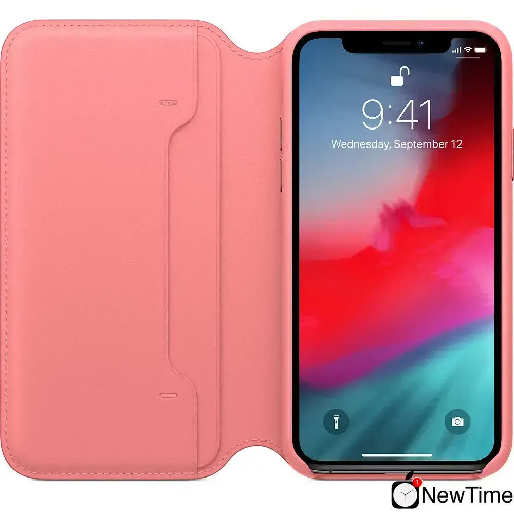 Чехол Apple iPhone XS Leather Folio - Peony Pink (MRX12)