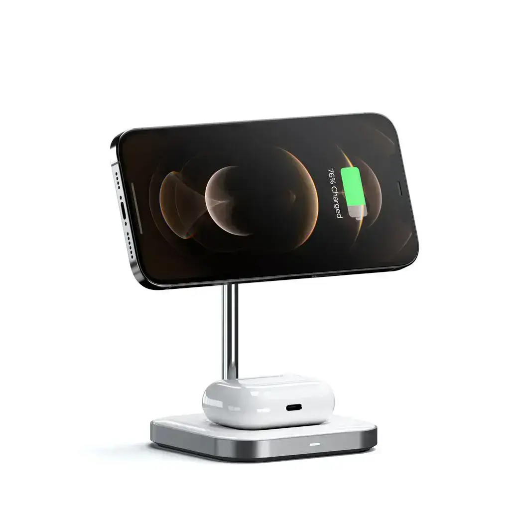 Бездротовий зарядний пристрій Satechi Aluminum 2 in 1 Magnetic Wireless Charging Stand Space Grey (ST-WMCS2M)