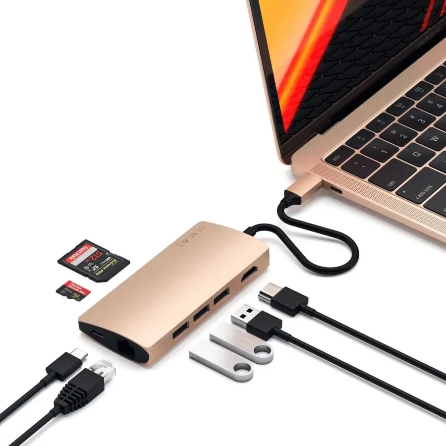 Satechi Type-C Multi-Port Adapter 4K with Ethernet V2 Gold (ST-TCMA2G)