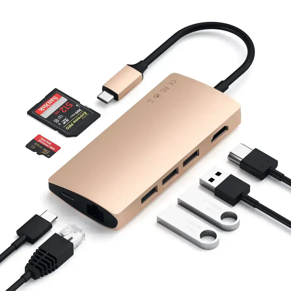 Satechi Type-C Multi-Port Adapter 4K with Ethernet V2 Gold (ST-TCMA2G)