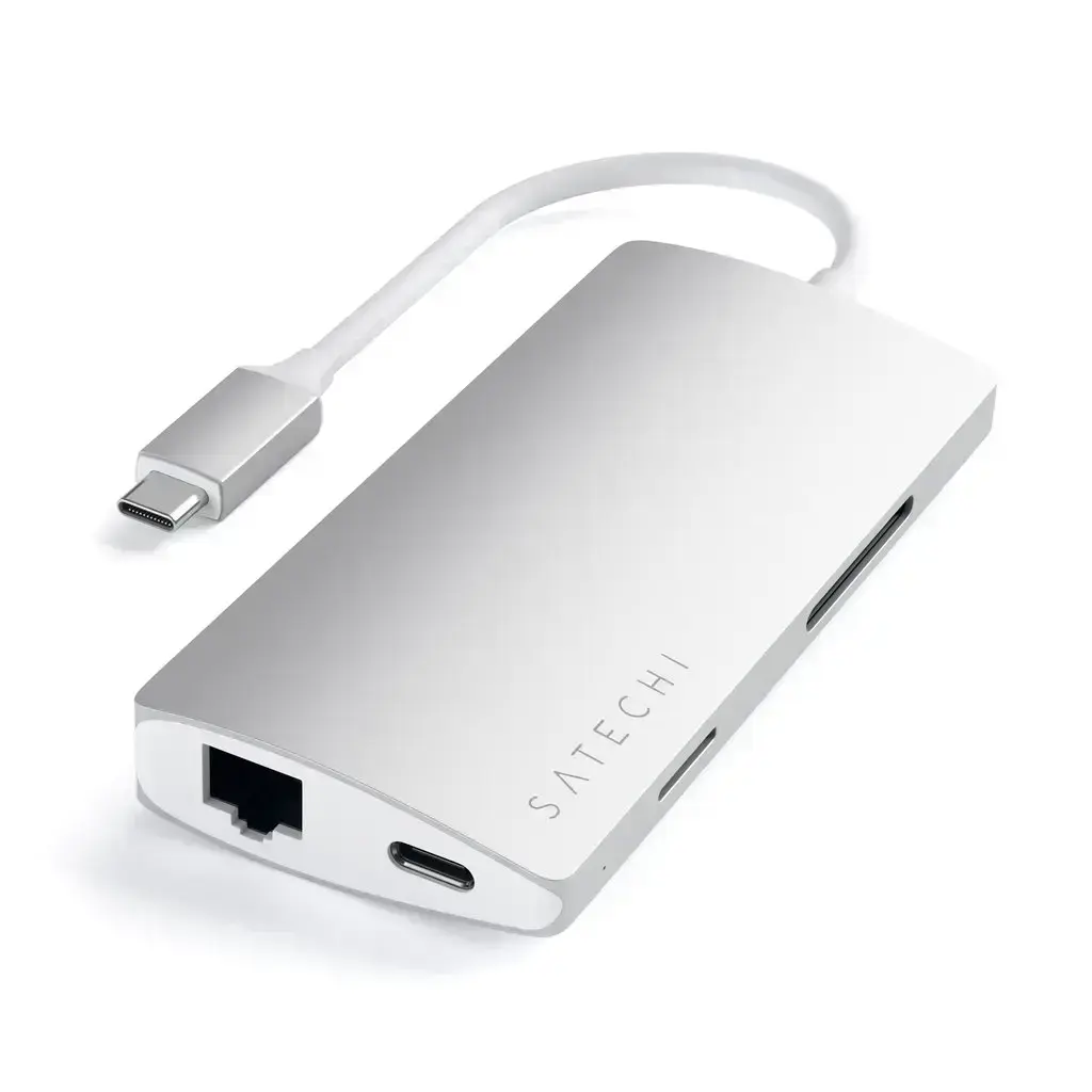 Satechi Type-C Multi-Port Adapter 4K with Ethernet V2 Silver (ST-TCMA2S)