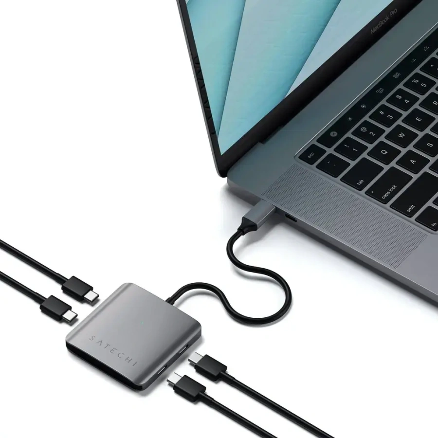 Мультипортовый адаптер Satechi Aluminum 4 Port USB-C Hub Space Gray (ST-UC4PHM)