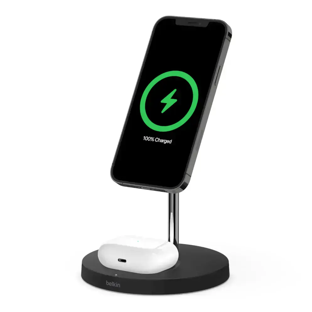 Подставка для беспроводной зарядки Belkin 2-in-1 Wireless Charger with MagSafe 15W - Black (WIZ010VFBK)
