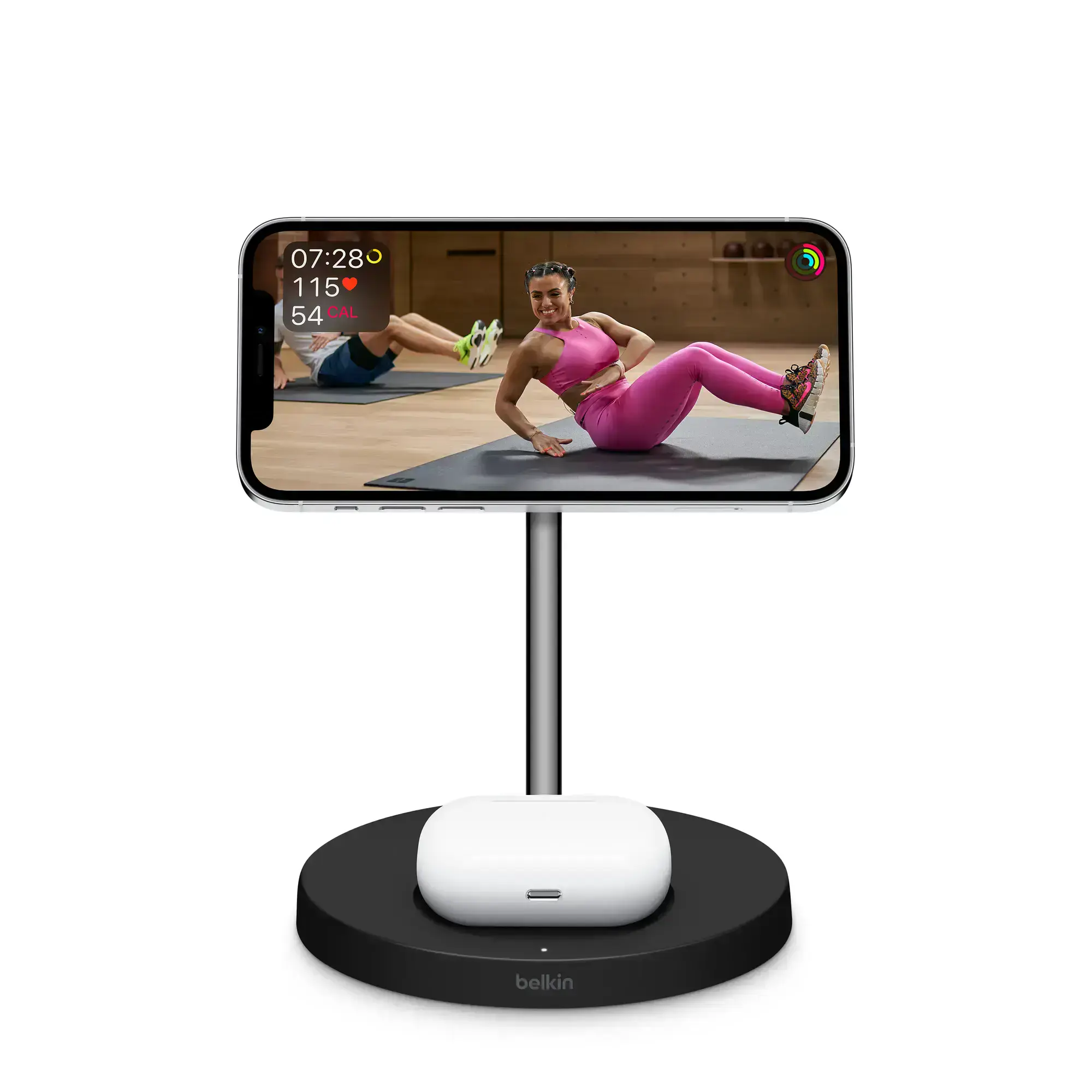 Подставка для беспроводной зарядки Belkin 2-in-1 Wireless Charger with MagSafe 15W - Black (WIZ010VFBK)