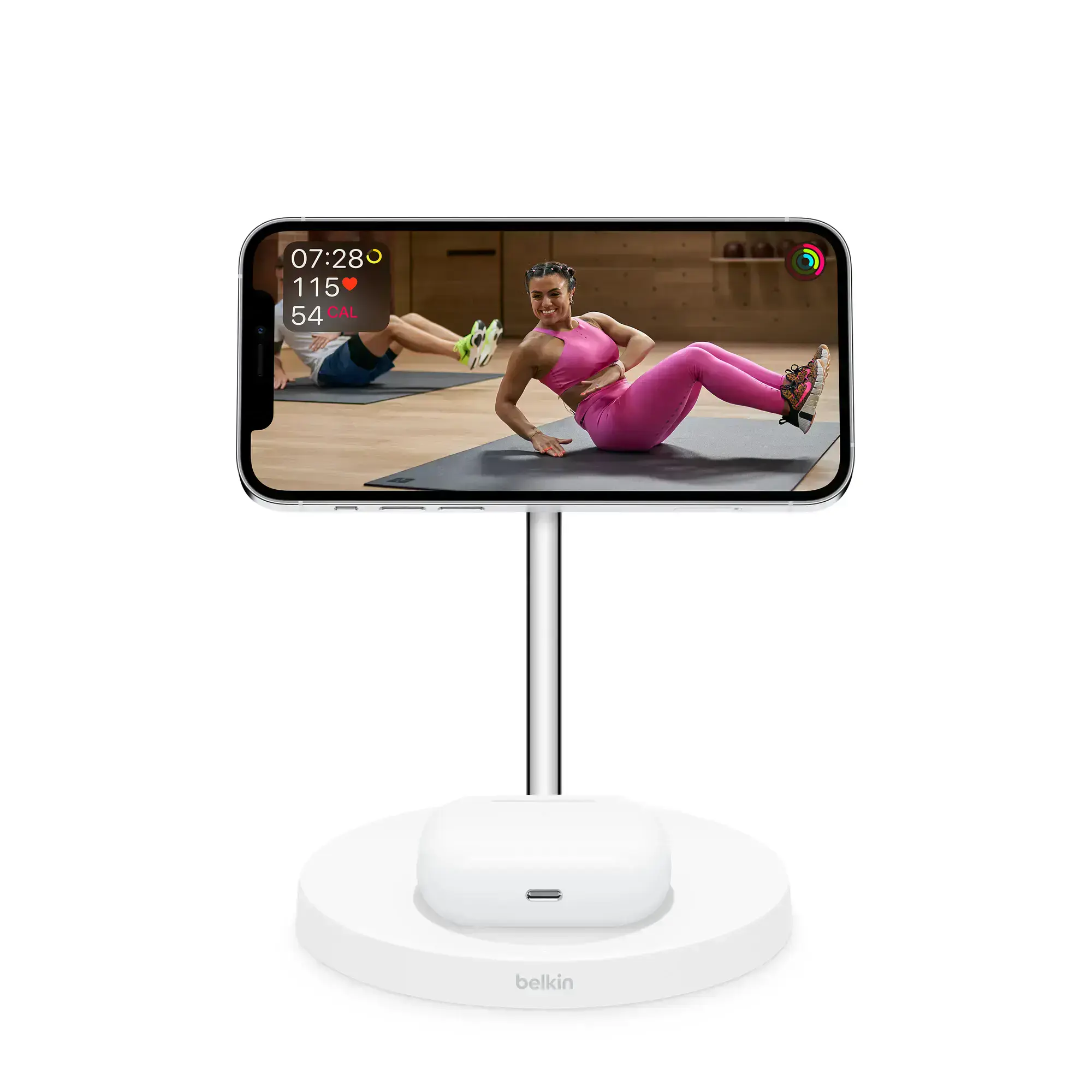 Підставка для бездротової зарядки Belkin 2-in-1 Wireless Charger with MagSafe 15W - White (WIZ010VFWH)