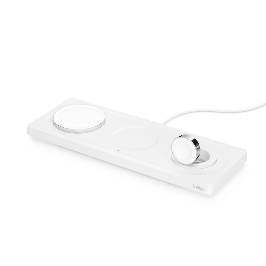 Бездротова зарядна панель Belkin BOOST↑CHARGE PRO 3-in-1 Wireless Charging Pad with MagSafe - White (HPU82, WIZ016vfWH)