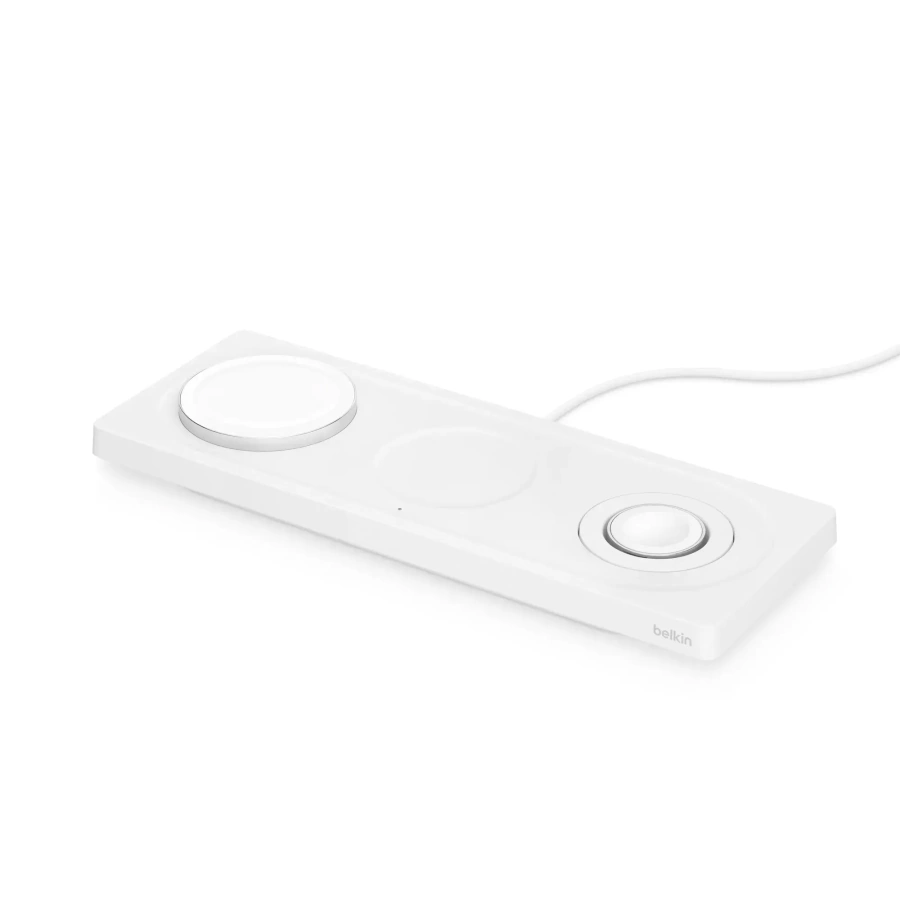 Бездротова зарядна панель Belkin BOOST↑CHARGE PRO 3-in-1 Wireless Charging Pad with MagSafe - White (HPU82, WIZ016vfWH)