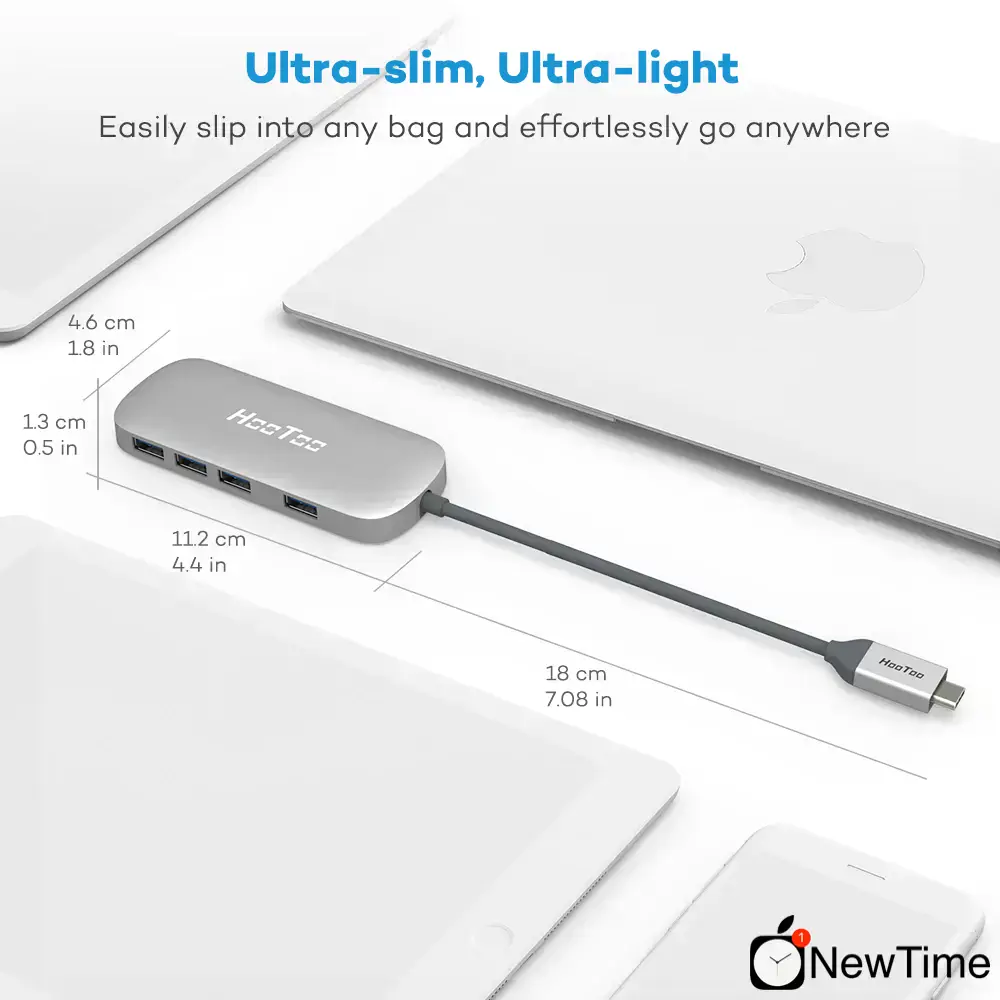 USB-хаб HooToo 4 USB 3.0 Ports USB C Adapter Silver (HT-UC006)