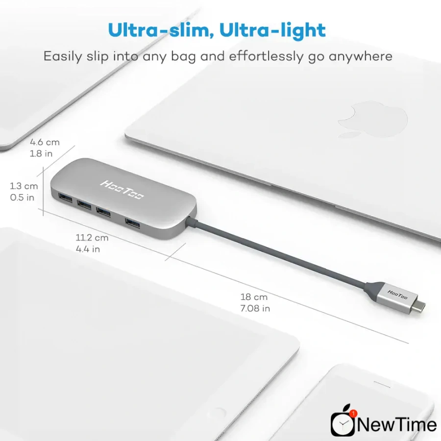 USB-хаб HooToo 4 USB 3.0 Ports USB C Adapter Silver (HT-UC006)