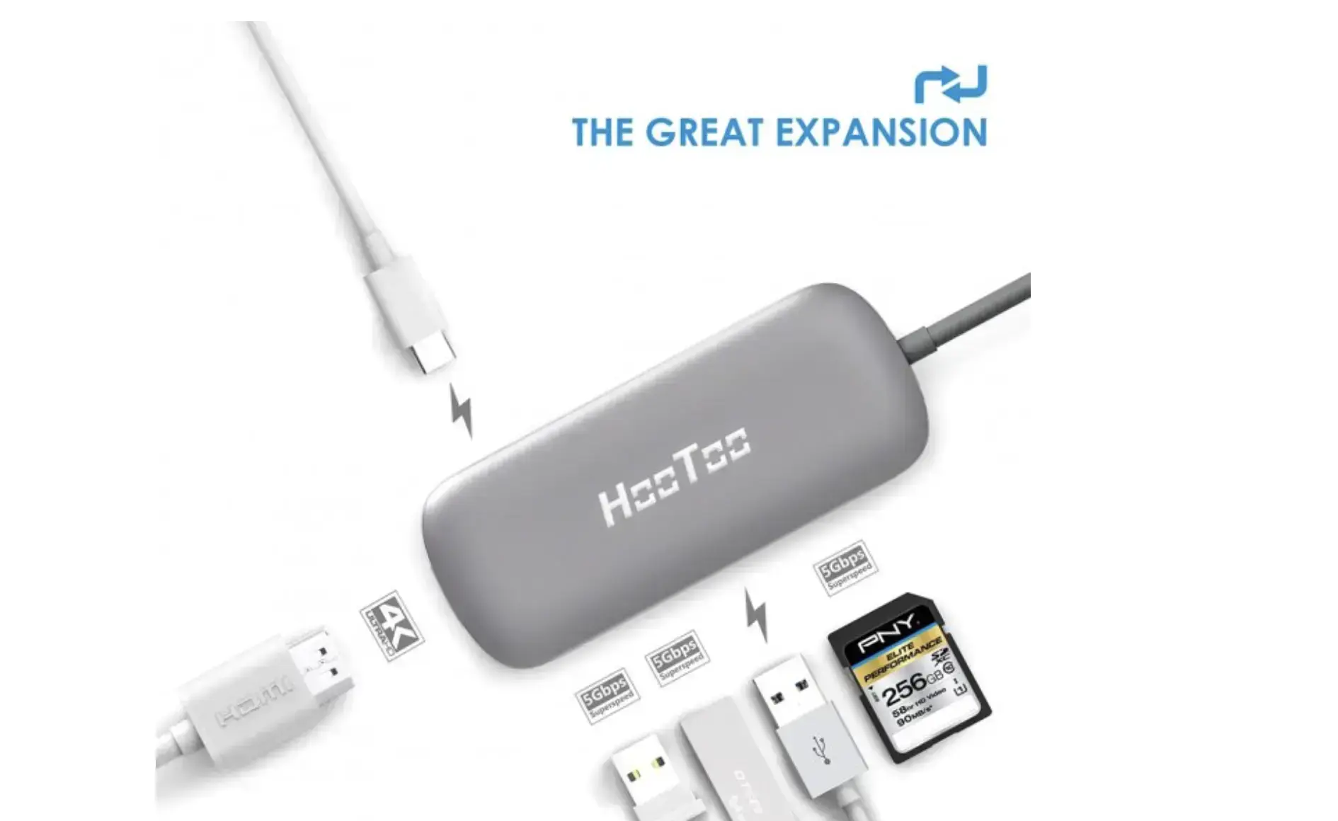 USB-хаб HooToo HT-UC001 Shuttle USB 3.1 Type-C Hub Grey (HT-UC001G)