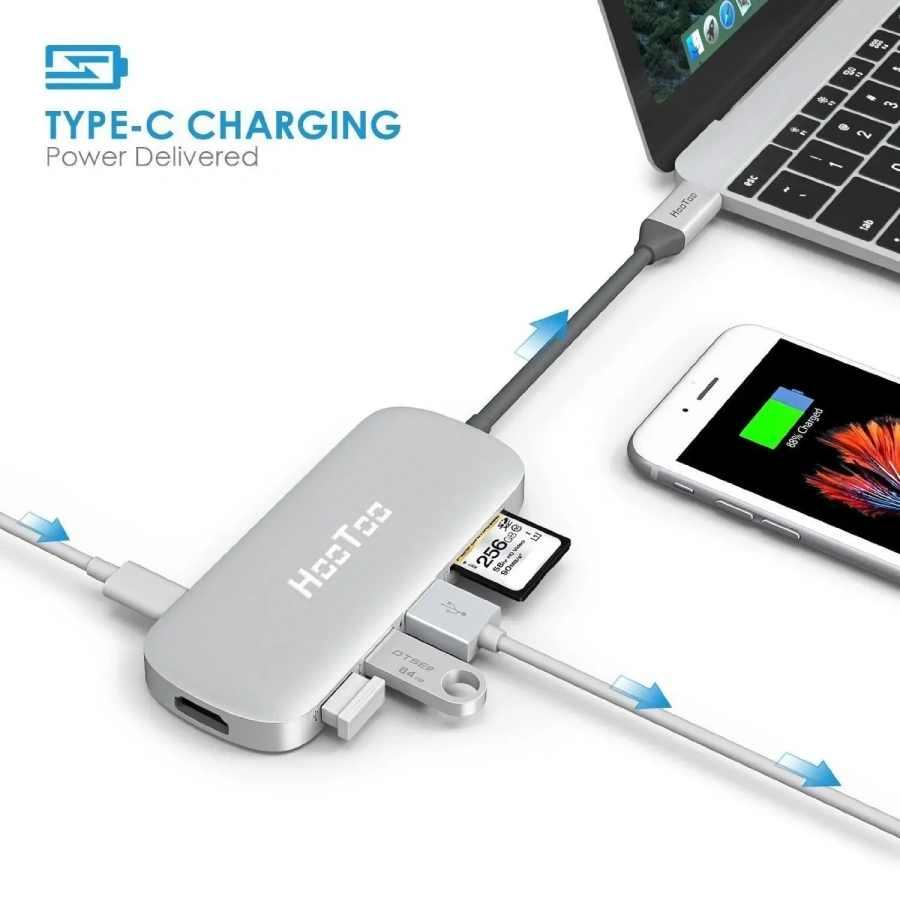 USB-хаб HooToo HT-UC001 Shuttle USB 3.1 Type-C Hub Silver (HT-UC001S)