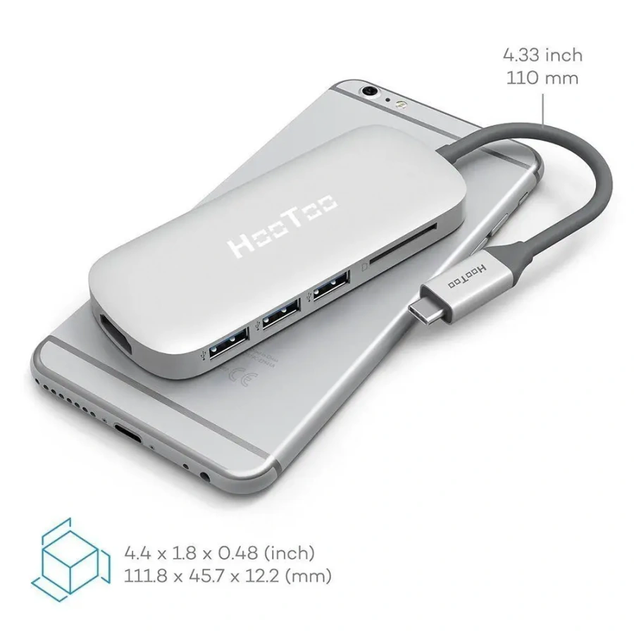 USB-хаб HooToo HT-UC001 Shuttle USB 3.1 Type-C Hub Silver (HT-UC001S)