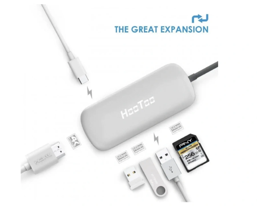 USB-хаб HooToo HT-UC001 Shuttle USB 3.1 Type-C Hub Silver (HT-UC001S)