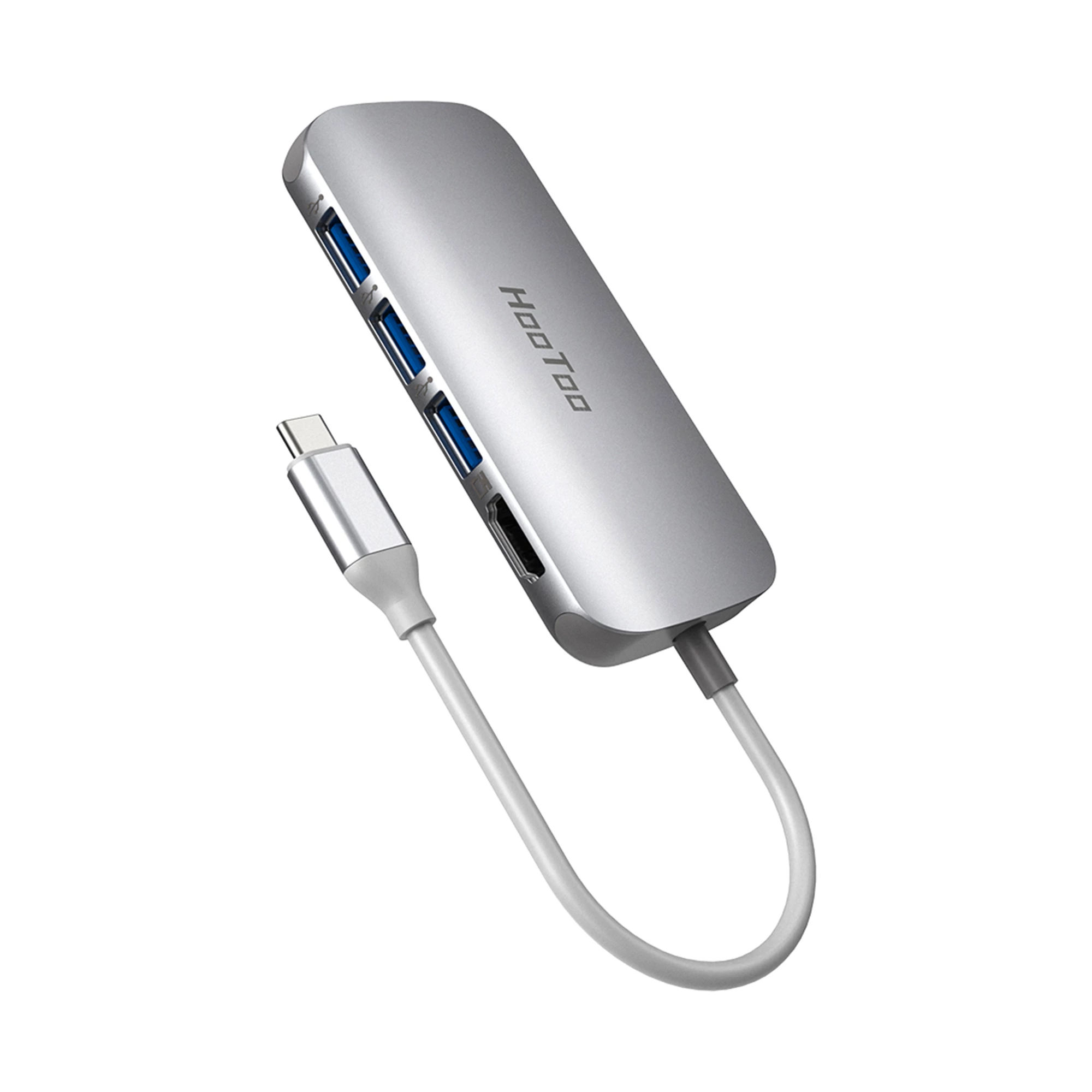 USB-хаб HooToo USB C Hub 7-in-1 Adapter with Ethernet Port Silver (HT-UC008)