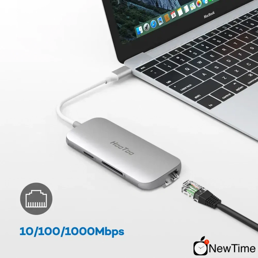 USB-хаб HooToo USB C Hub 7-in-1 Adapter with Ethernet Port Silver (HT-UC008)