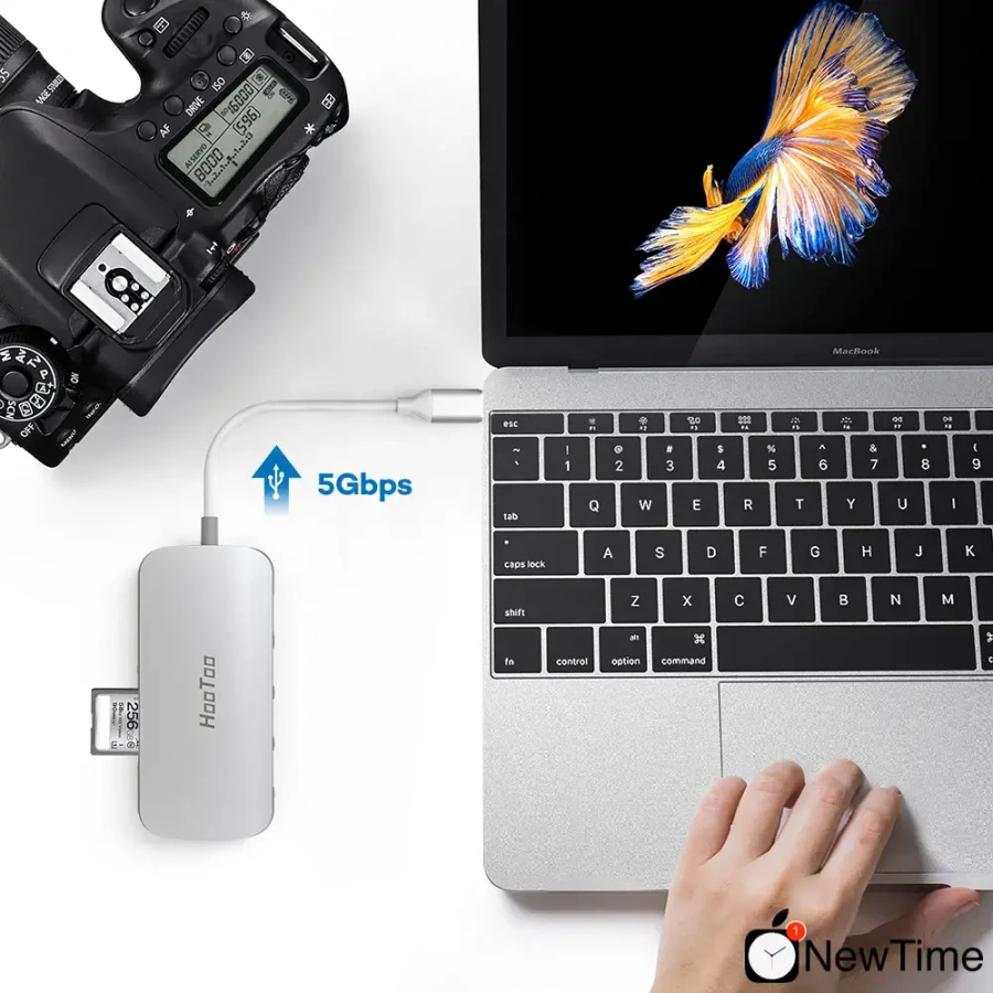 USB-хаб HooToo USB C Hub 7-in-1 Adapter with Ethernet Port Silver (HT-UC008)