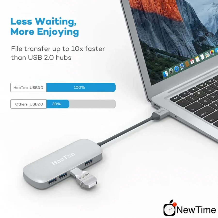 USB-хаб HooToo USB US Vine Hub Ultra Slim 4-port 3.0 Data Silver (HT-UC005)