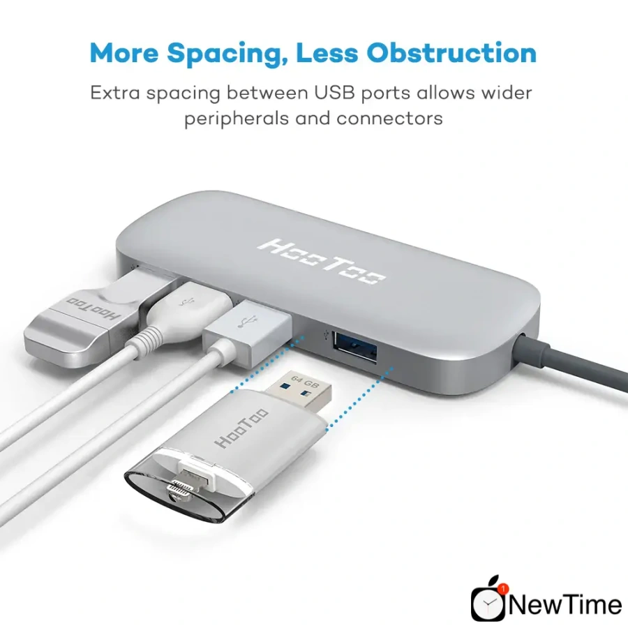 USB-хаб HooToo USB US Vine Hub Ultra Slim 4-port 3.0 Data Silver (HT-UC005)