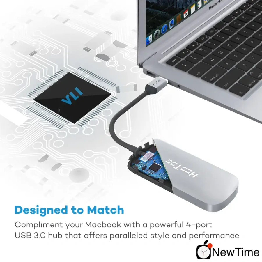 USB-хаб HooToo USB US Vine Hub Ultra Slim 4-port 3.0 Data Silver (HT-UC005)