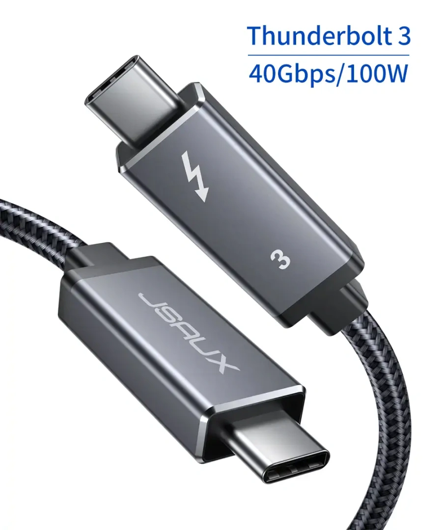 JSAUX Thunderbolt 3 Cable TB3 3.3ft/40Gbps/5K (USB-C to USB-C) - Grey (KJCTCTB)
