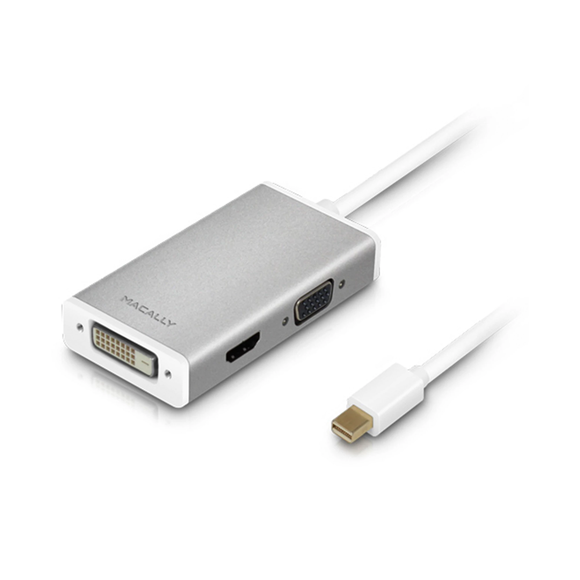 Адаптер Macally Mini DisplayPort to 3-in1 DVI / HDMI / VGA 4K - White (MD-3N1-4K)