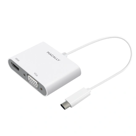 Адаптер Macally USB-C to VGA and HDMI 4K White (UCVH4K)