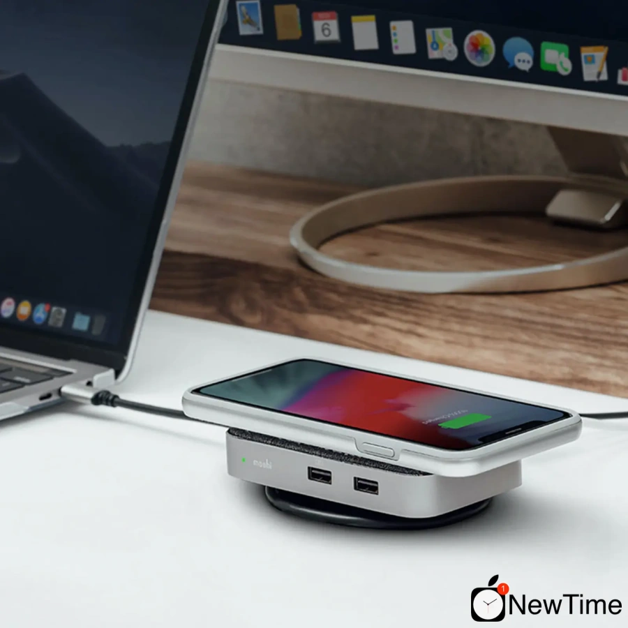Док-станція + бездротова зарядка Moshi Symbus Q Compact USB-C Dock + Wireless Charging Silver (99MO084216)