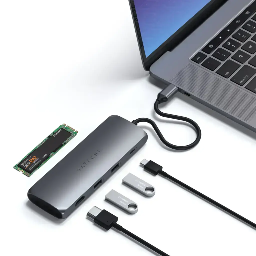 Satechi Aluminum Type-C Hybrid Multiport Adapter Space Gray (ST-UCHSEM)