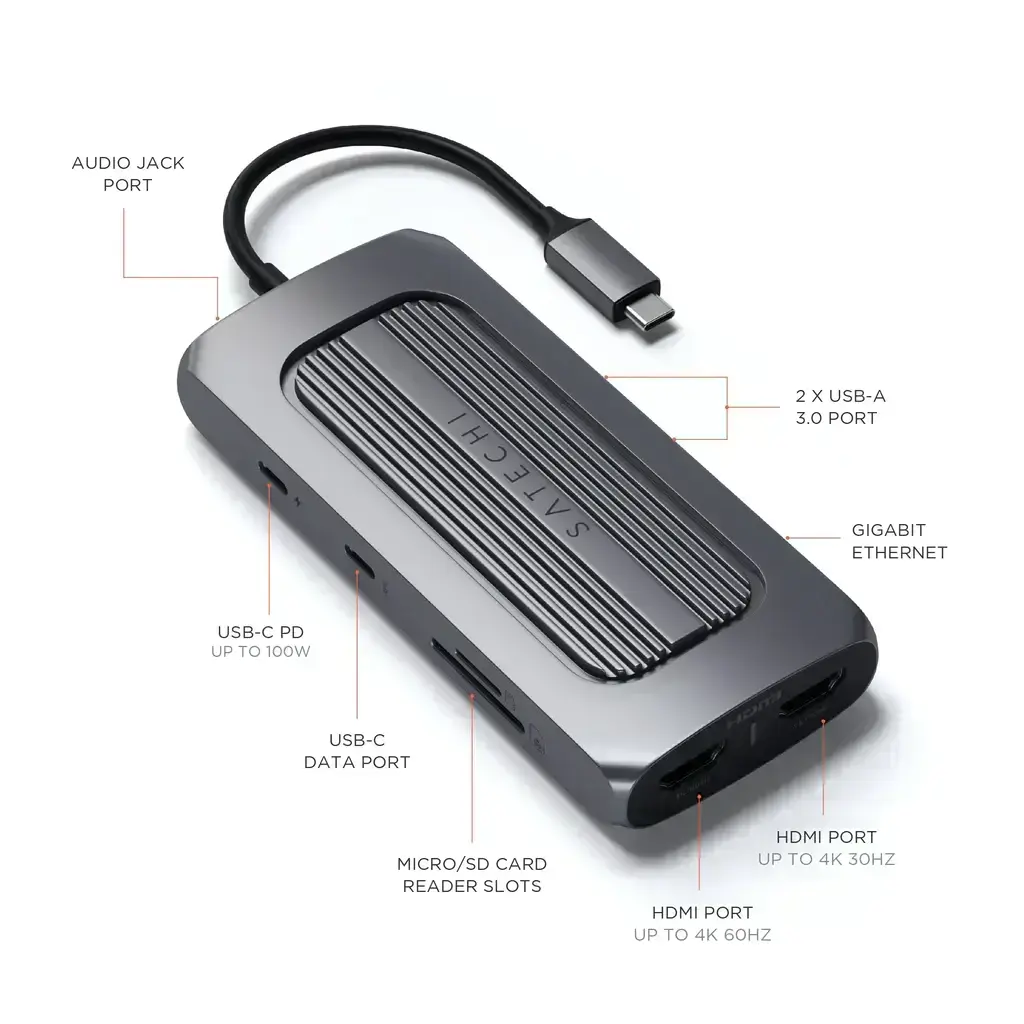 Satechi Aluminum USB-C Multi-Port MX Adapter Space Gray (ST-UCMXAM)