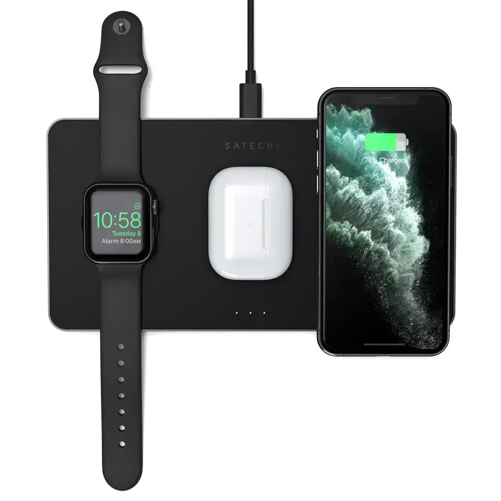 Бездротовий зарядний пристрій Satechi Trio Wireless Charging Pad Space Grey (ST-X3TWCPM)
