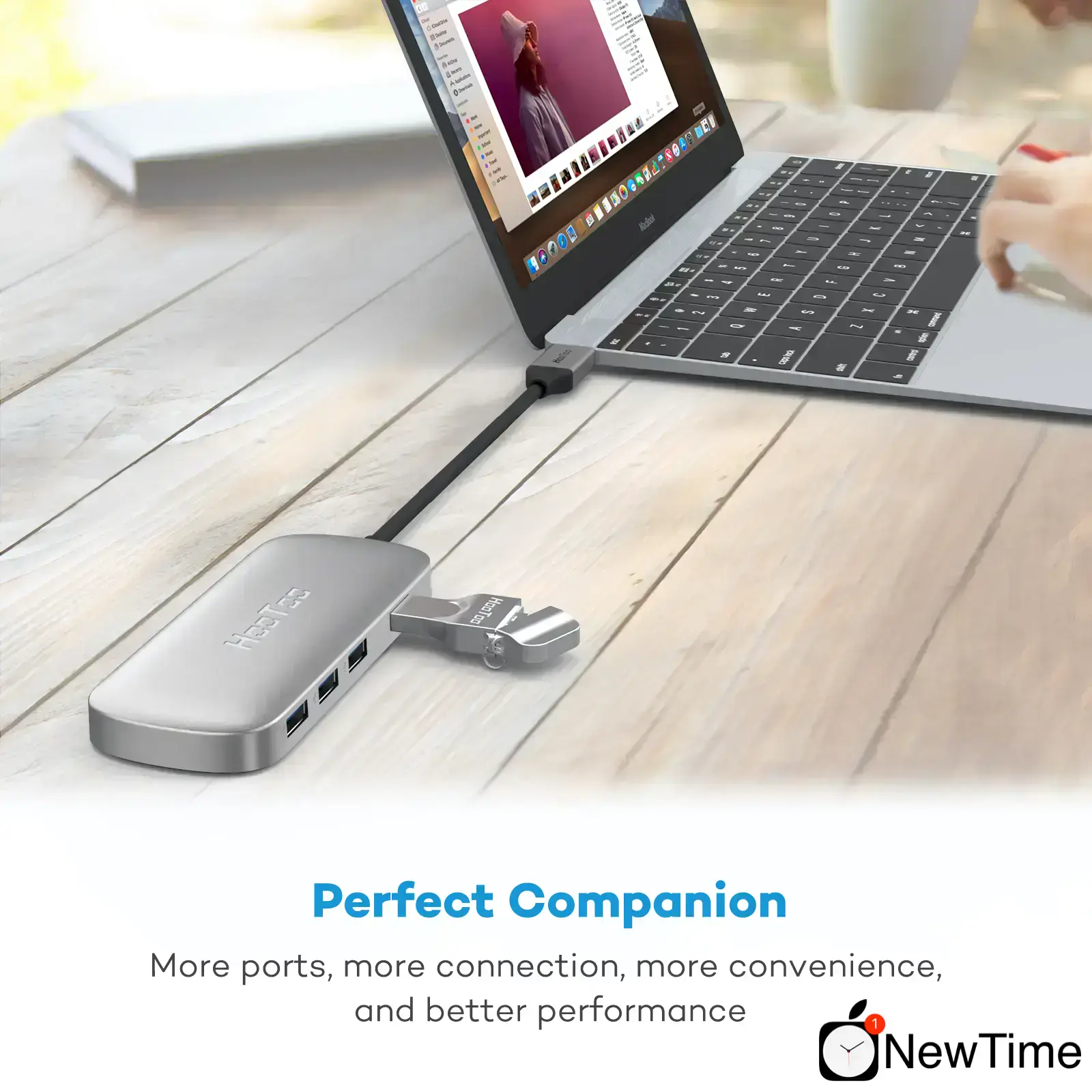 Адаптер HooToo 6-в-1 USB-C to USB-C + HDMI + 3xUSB 3.0 + LAN 1Gb Hub Grey (HT-UC007)