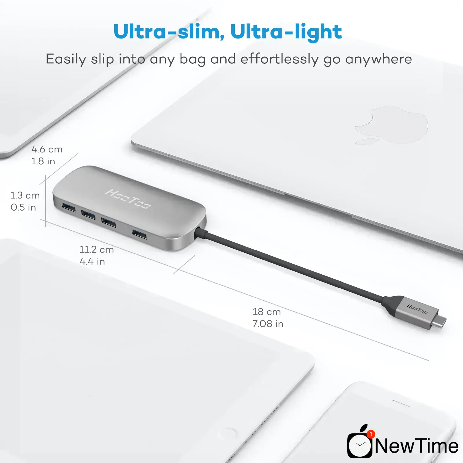 Адаптер HooToo 6-в-1 USB-C to USB-C+HDMI+3xUSB 3.0+LAN 1Gb Hub Grey (HT-UC007)