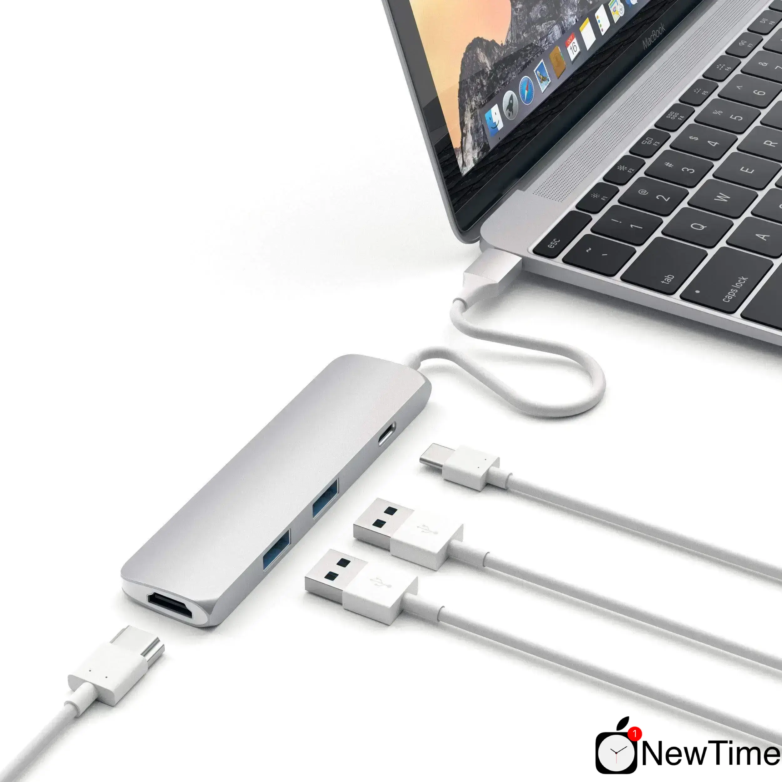Satechi Slim Aluminum Type-C Multi-Port Adapter with Type-C Charging Port Silver (ST-CMAS)