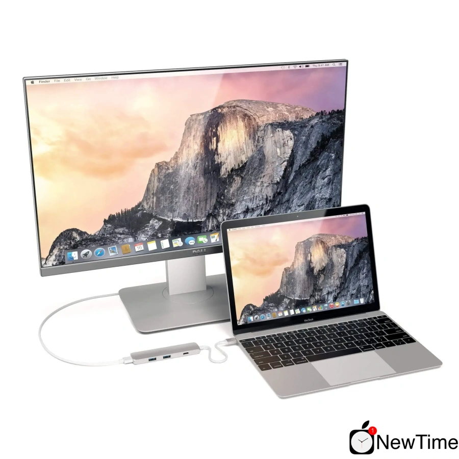 Satechi Slim Aluminum Type-C Multi-Port Adapter with Type-C Charging Port Silver (ST-CMAS)