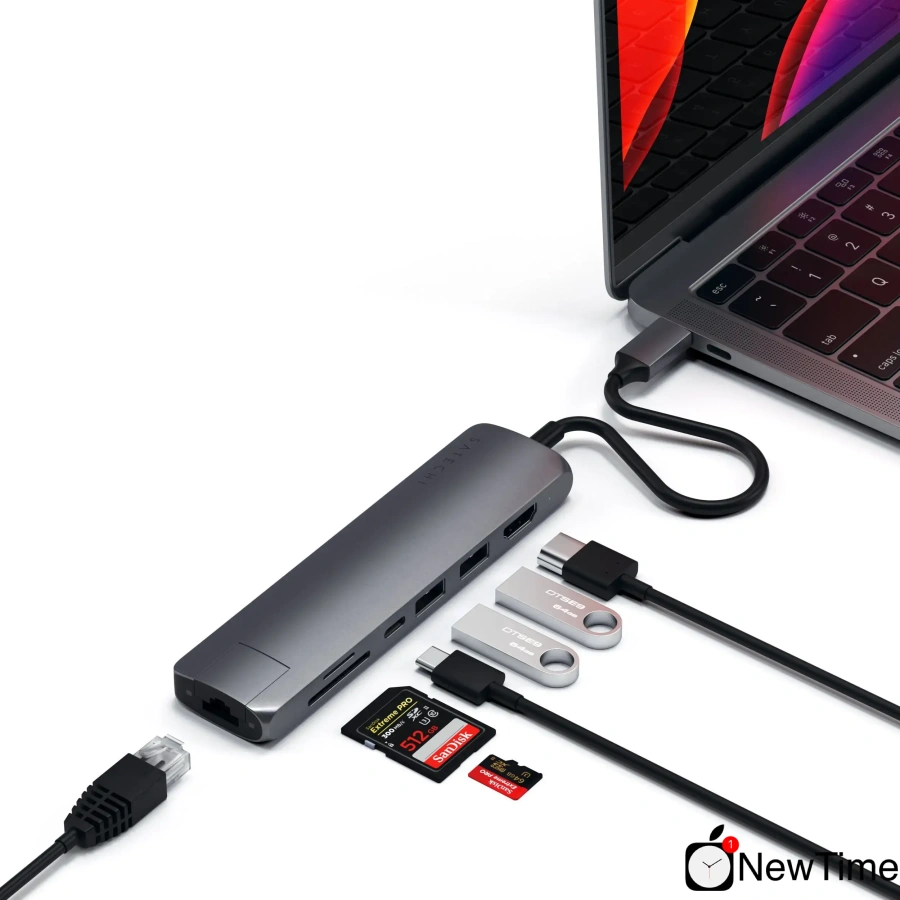 Satechi Slim Multi-Port with Ethernet Adapter Space Gray (ST-UCSMA3M)