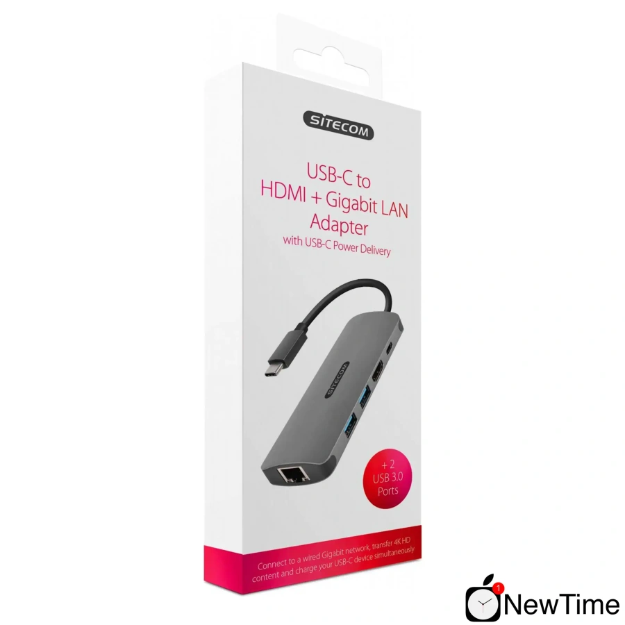 Sitecom USB-C to HDMI + Gigabit LAN Adapter with USB-C Power Delivery (CN-379)