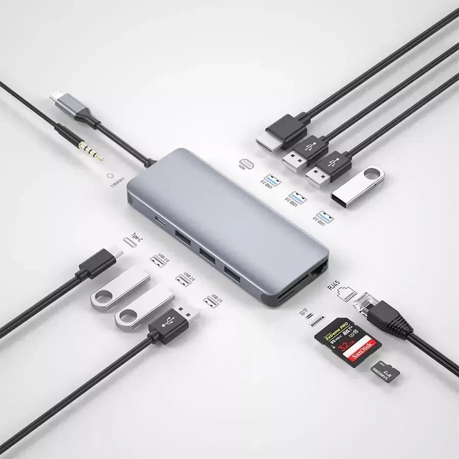 WIWU Alpha 12 in 1 USB-C Hub Gray